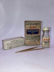 Nowland’s Langford Toothache Kit Vtg Box Bottle Cotton Pellets