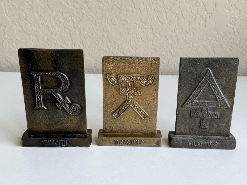 LOT 3! 80’s Secundum Artem Tinactin Metal Paperweight Pharmacy RX Drugstore VTG