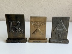 LOT 3! 80’s Secundum Artem Tinactin Metal Paperweight Pharmacy RX Drugstore VTG