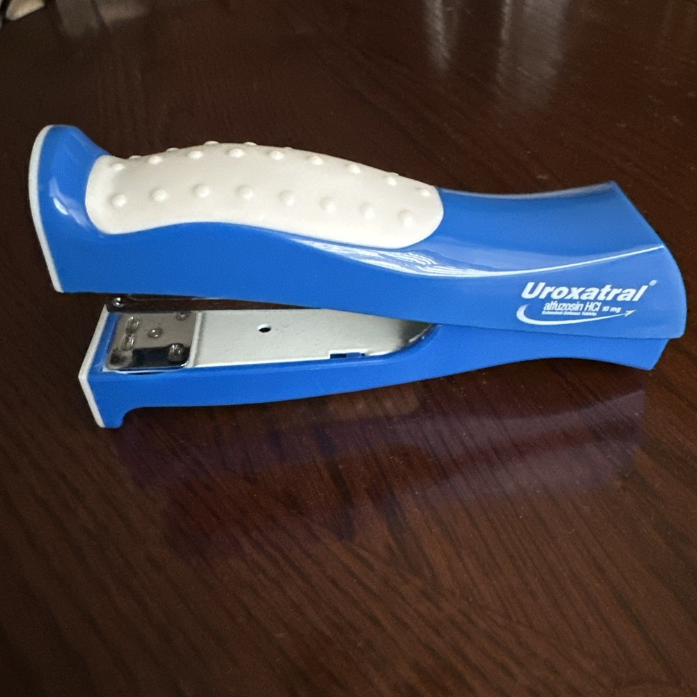 Uroxatral collectible blue and white stapler EUC