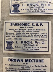 Lot 24 Antique Medicine Bottle Labels Opium, Poison – L. Kron Ph. G. Phila.
