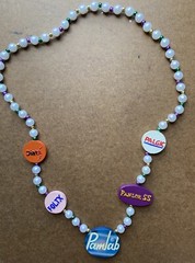 VINTAGE DRUG REP PROMO ~ PAMLAB PALGIC FOLTZ DIATx & PANLOR SS Beaded Necklace