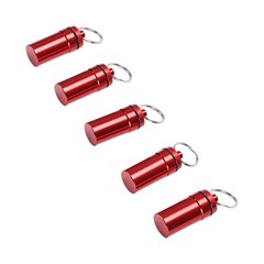 1-5pcs Mini Keychain Tablets Case Water Proof Outdoor Tablets Container Red