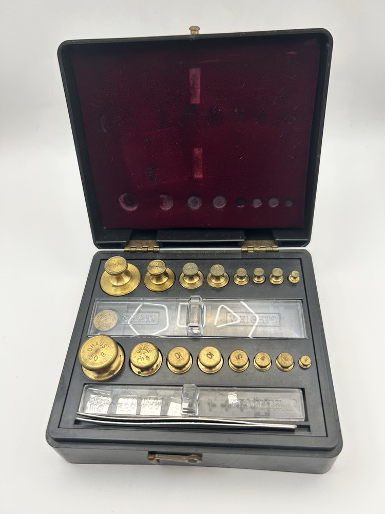 Vintage Ohaus Model 5601 Brass Pharmacy Calibration Weights Set Incomplete