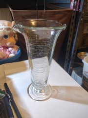 Antique John M Maris Tapered Apothecary Chemist Beaker Etched Glass Footed