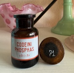 Vintage Codeine Chemist Apothecary Jar *CODEINI PHOSPHAS* Ground Glass Stopper
