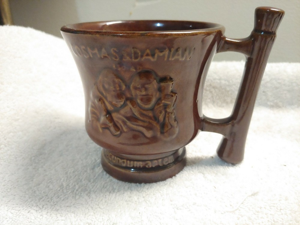 VTG Schering Cosmas & Damian Mortar Coricidin Pharmacy Herbalist – Brown