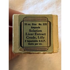 Vintage Eli Lilly Solution Liver Extract Crude apothecary Medicine Box 1942