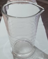 Vintage Apothecary Embossed Footed Measuring Heavy Glass Cup w/ Spout – 16 Oz.