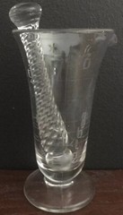 1940’s Mortar Pestle Clear Glass Beaker Apothecary Etched Footed Spout Mixology