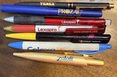 pharmaceutical pens Lot Of 7 – Celexa, Zoloft Gold Pen, Sparkly Zyban