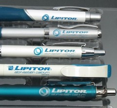 Lot of 5 Lipitor PENS Metal & Plastic Drug Rep Pharmaceutical Promo Advertising