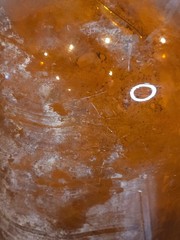 VINTAGE HANDMADE Large Apothecary Glass Bottle Amber Brown 12″