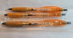 Concerta Pen x3 Pharmaceutical Drug Rep Promo Orange Plastic Medical NEW