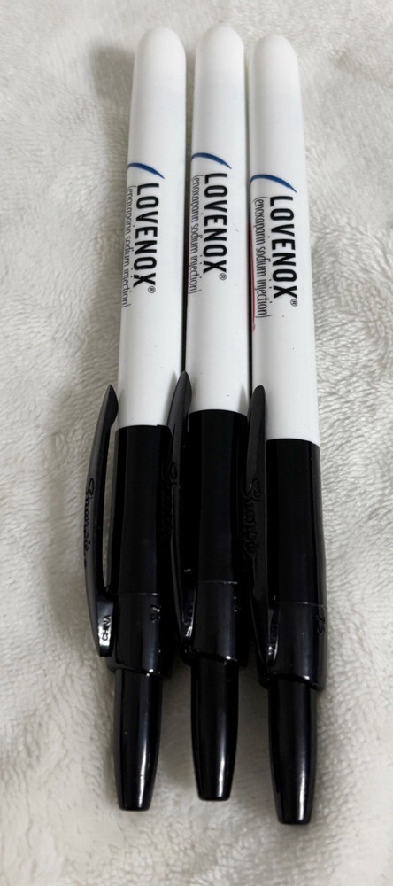Lovenox Pharmaceuticals and Sharpie, Lot of 3 Permanent Marker Pens