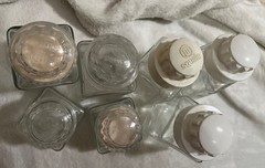 SQUIBB Pharmaceutical Vintage Square Medicinal Apothecary Clear Glass Bottle 7PC