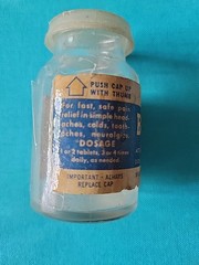 Vintage Bufferin Glass Bottle Empty Container~36 Tablets~Paper Label~Pain Relief
