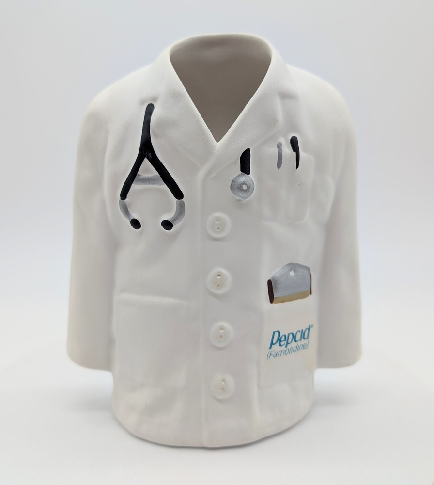 Pepsid Advertising Lab Doctor Coat Pencil Pen Holder Cup Ceramic GI Acid Reflux