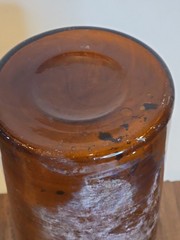 VINTAGE HANDMADE Large Apothecary Glass Bottle Amber Brown 12″