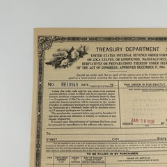 Vintage 1926 Treasury Department Opium Coca Leaves Order Form Philadelphia PA