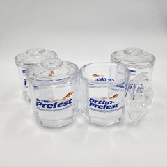 Ortho-Prefest Clear Transparent Plastic Hexagon Lidded Company Jars Lot of 4