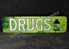 Metal Sign DRUGS drug store pharmacy RX pharmacist druggist chemist health care