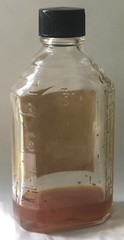 Vintage CLEAR GLASS Apothecary RX Medical Pharmacy Jar Bottle Curcuma Solution