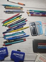 Vintage Pharmaceutical Medical Rep Lot – Pens, Clips, Calculator, Pencils, Paper