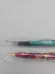 Pharmaceutical Drug Rep Pen Norvasc Pfizer Gold Green Pink Metal Lot 3