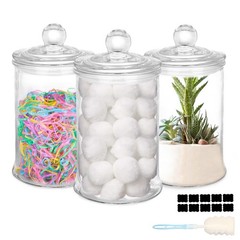 3 Pack Glass Apothecary Jars with Lids, 25oz Clear Bathroom Accessories Canis…