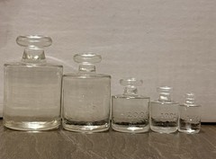 Vintage Glass Balance Scale Weights Set of 5 Laboratory Apothecary 1kg to 50gm