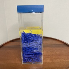 Drug Rep Pharmaceutical Paper Clip Dispenser Container W Clips Yellow Blue Rare
