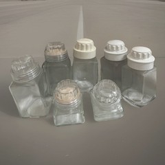 SQUIBB Pharmaceutical Vintage Square Medicinal Apothecary Clear Glass Bottle 7PC