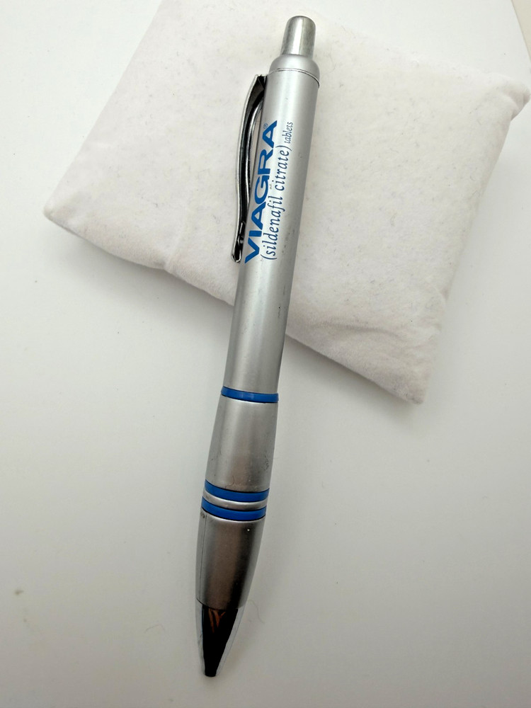 Viagara Pen Plastic Silver Blue Pharma Pen (New Ink Cartridge)