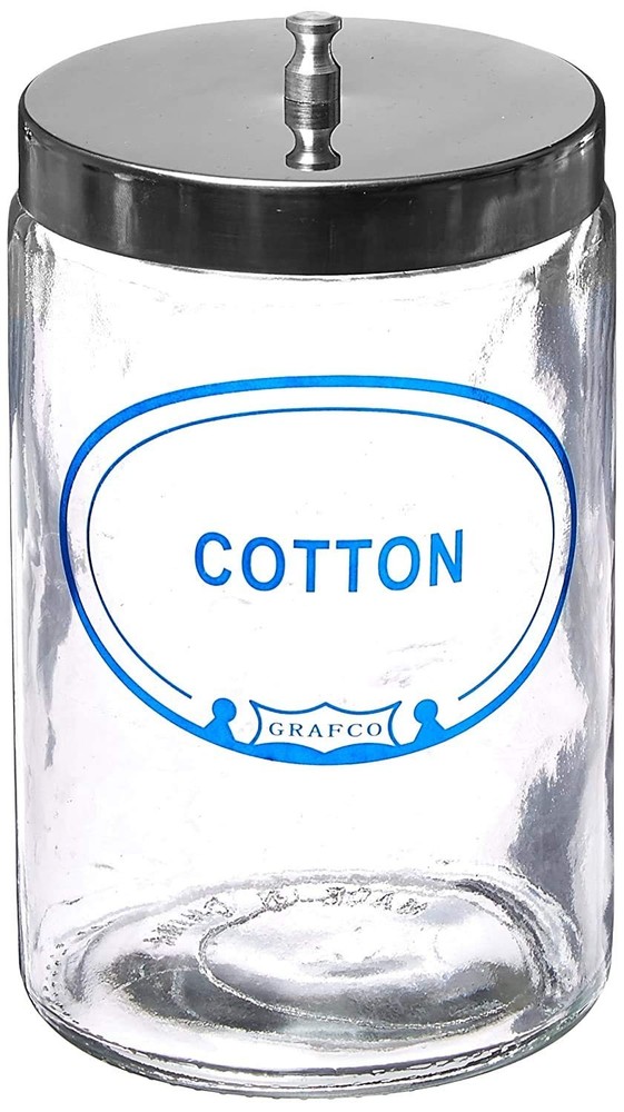 Grafco Glass Sundry Jar – Labeled ‚Cotton‘ – Dressing Storage
