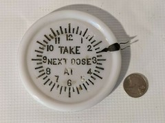 1896 Acme Dose Indicator White Milk Glass Tumbler Cover Medicine Advertising
