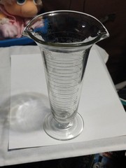 Antique John M Maris Tapered Apothecary Chemist Beaker Etched Glass Footed