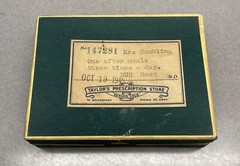 Vintage 1945 Cardboard Prescription Pill Medicine Box Taylors Pharmacy Denver Co