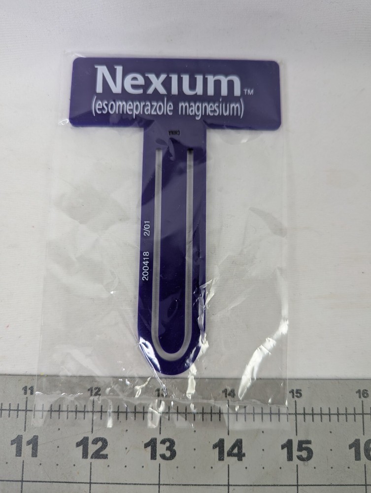 Nexium Book Page Mark Purple Pharma Drug Adverting Rep 5 Inch Plastic
