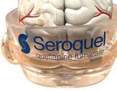 Vintage Seroquel Head Brain Anatomy Pharma Design Sales Display Removable Brain