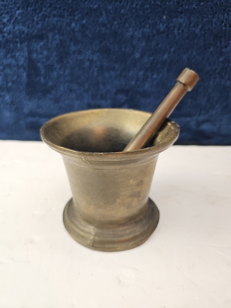 Vintage Brass Coricidin Mortar & Pestle Heavy RARE UNIQUE