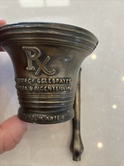 Mortar and Pestle, Metal Small America’s Bicentennial 76 Rx Apothecary Pharmacy