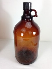 Large Vtg Apothecary Medicine Jug with Handle (13.5″H) – Dark Brown Amber Glass