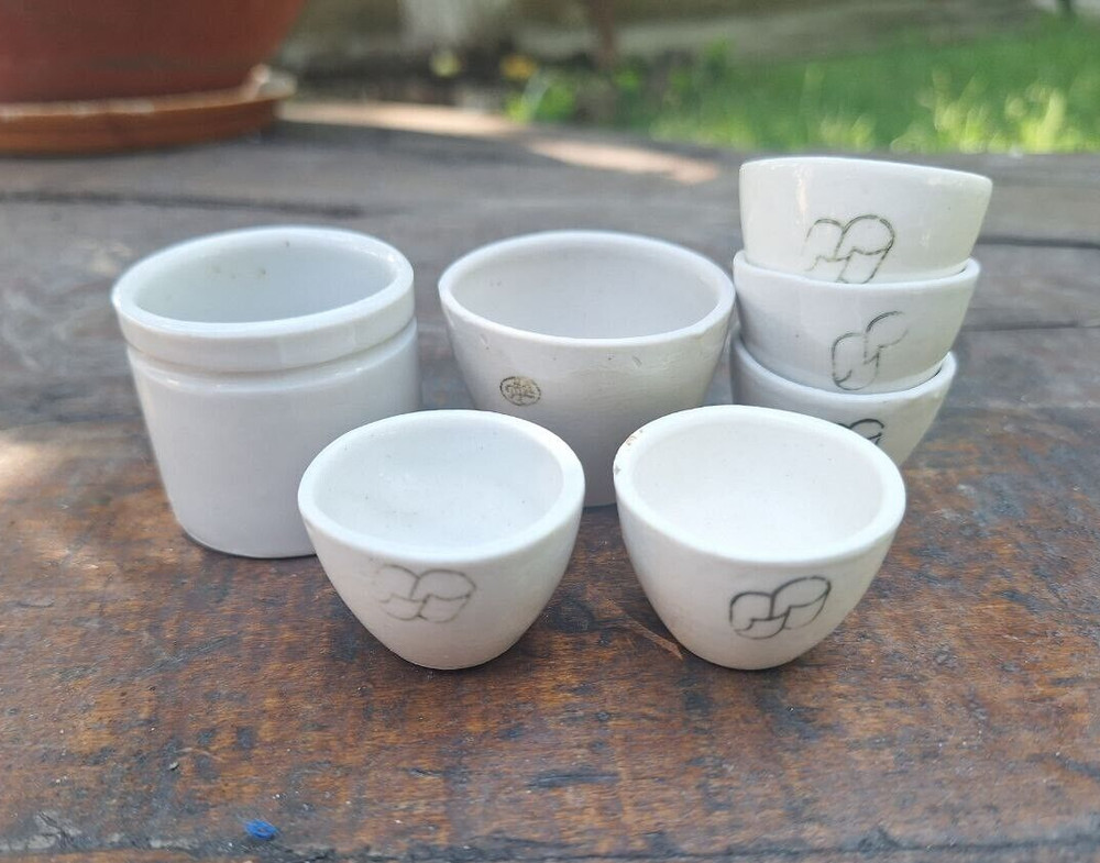 Ceramic laboratory crucible, Miniature medical cup, Mini scientist porcelain cup