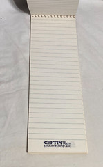 Vntg Glaxo Pharmacy Want Book: Ceftin, Zantac ruled Spiral notebook, 11″ L USA