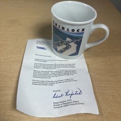 Vintage Drug Rep Gridlock Sinutab Pharmaceutical Promotional Mug W Letter