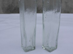 2 X Old Small Medicine Glass Pharmacy Bottle Green Long Approx. 9.5 Cm