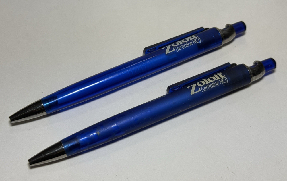 Pfizer Zoloft Pen Lot Drug Rep Blue Rubberized Rare Pharmaceutical Medical Promo