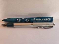 Lipitor Pharmaceutical Drug Rep Promo Ink Pens x2 Vintage Metal