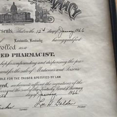 Kentucky Board Of Pharmacy (1966) Registered Pharmacist Certificate